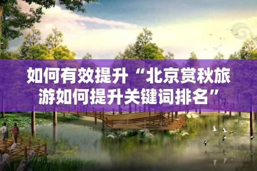 如何有效提升“北京赏秋旅游如何提升关键词排名”