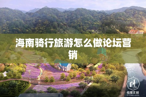 海南骑行旅游怎么做论坛营销