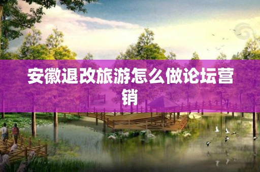安徽退改旅游怎么做论坛营销
