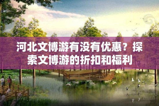 河北文博游有没有优惠？探索文博游的折扣和福利