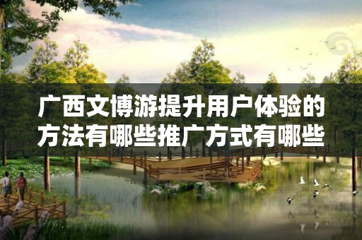 广西文博游提升用户体验的方法有哪些推广方式有哪些